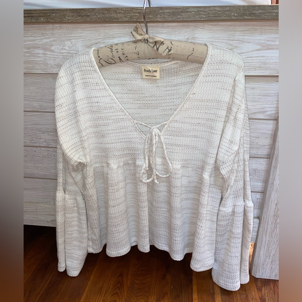 NWOT - Peach Love Boho Waffle Knit Blouse